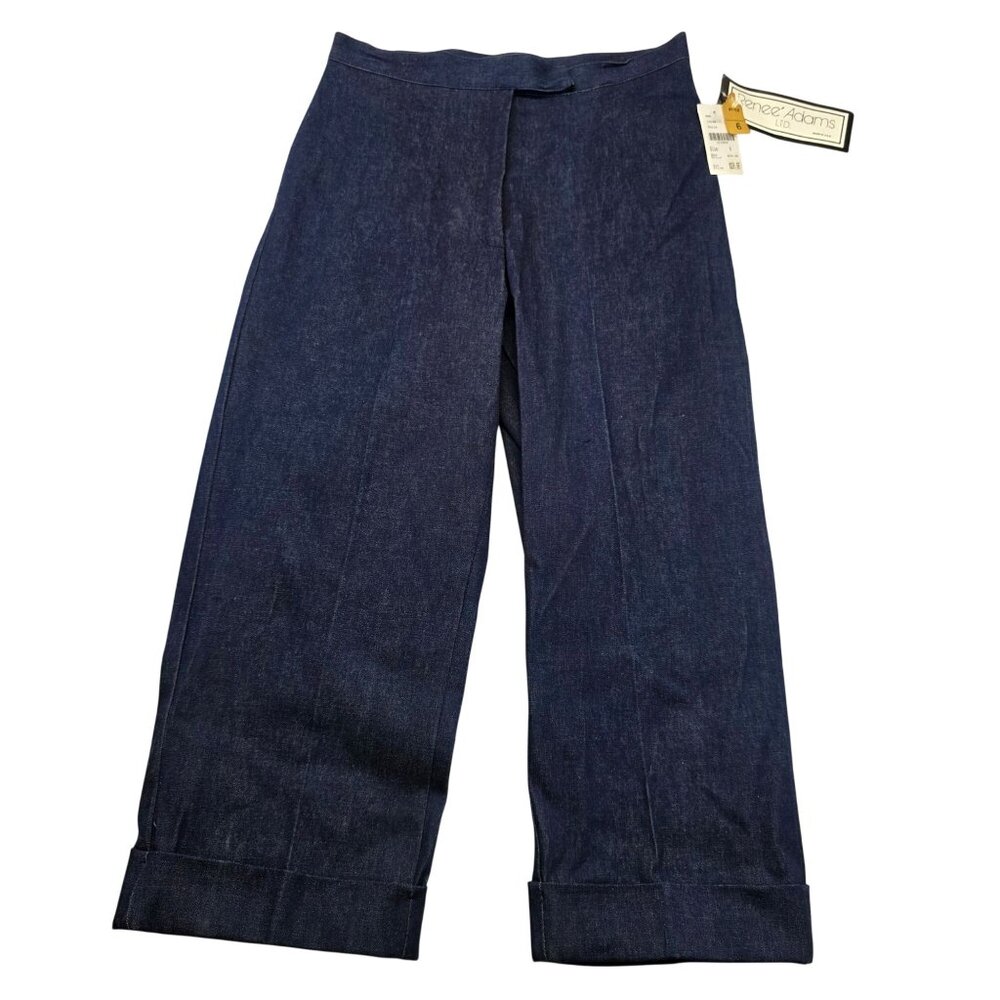 Vintage Renee Adams Crop Wide Leg Denim Jeans 6 Blue Deadstock Streetwear 90s